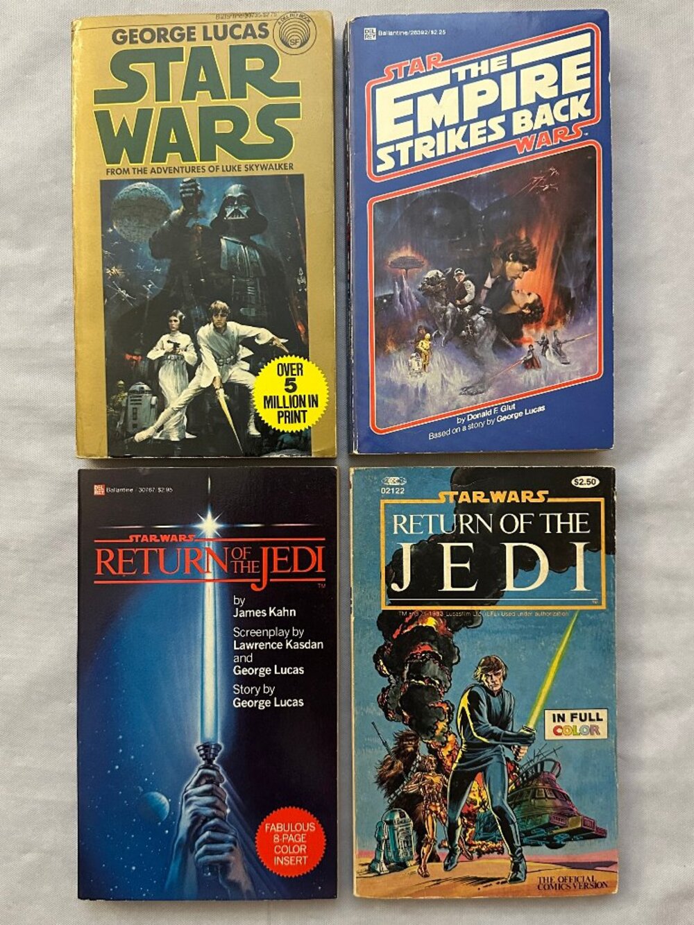 4 pc Vintage Star Wars Original Trilogy Novelization Books & Full Color Comic